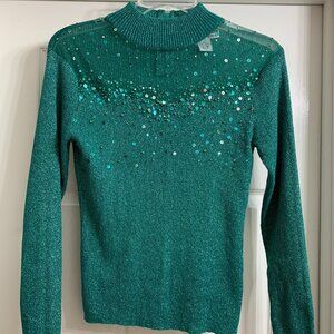Lauren Michelle Women's Green Sparkly Sweater Size XL